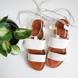 Lucky Brand white Leather Hadesha Sandle Tie Ankle